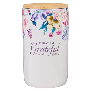 Gratitude Jar w/ Cards Ceramic Today I'm Grateful For Purple Floral with Cards