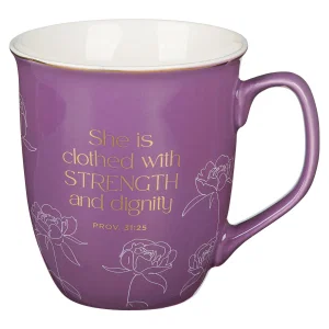 Mug Purple Strength & Dignity Prov. 31:25