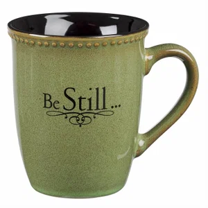Mug Stoneware Green/Black Be Still Ps. 46:10