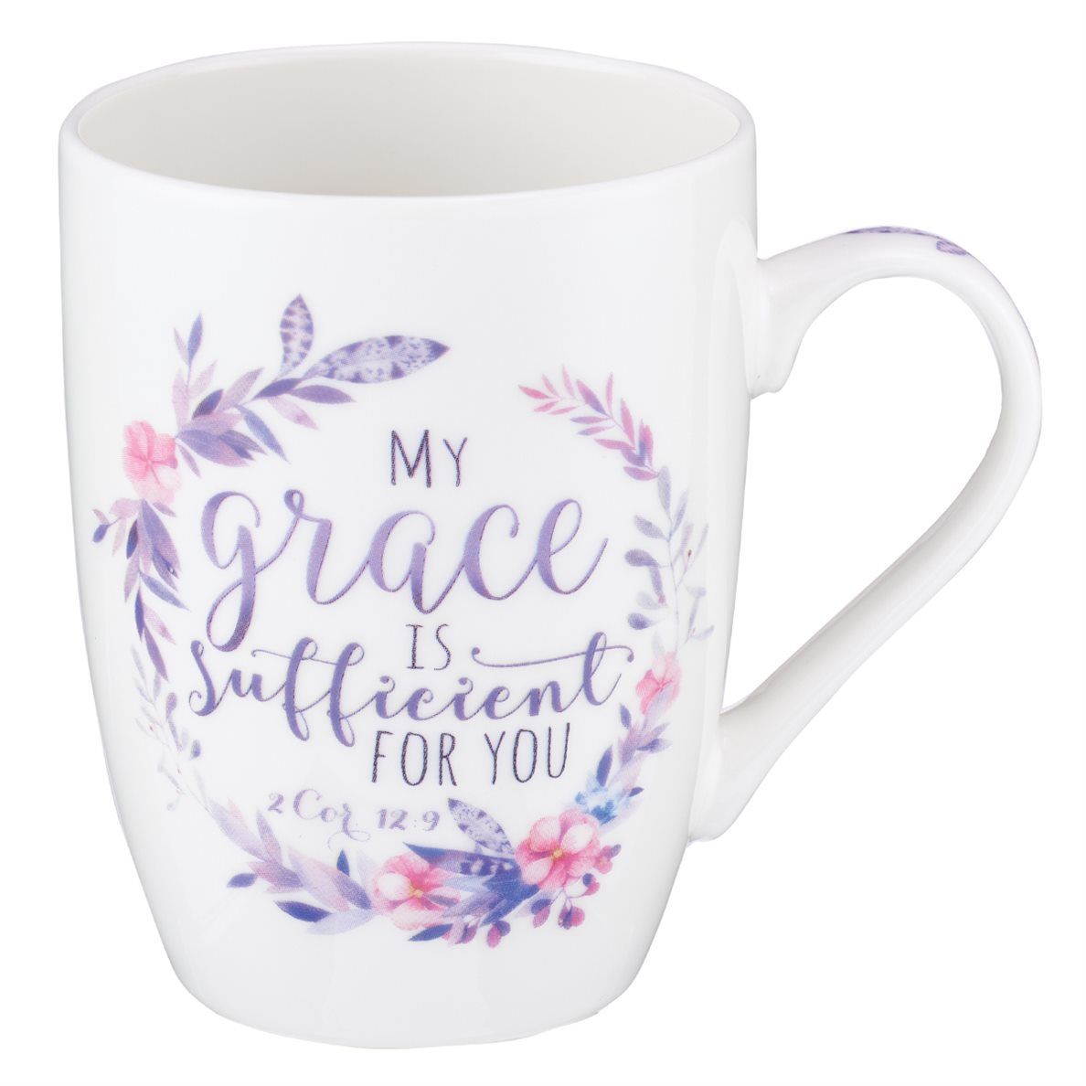 Mug White Floral Grace is Sufficient 2 Cor. 12:9