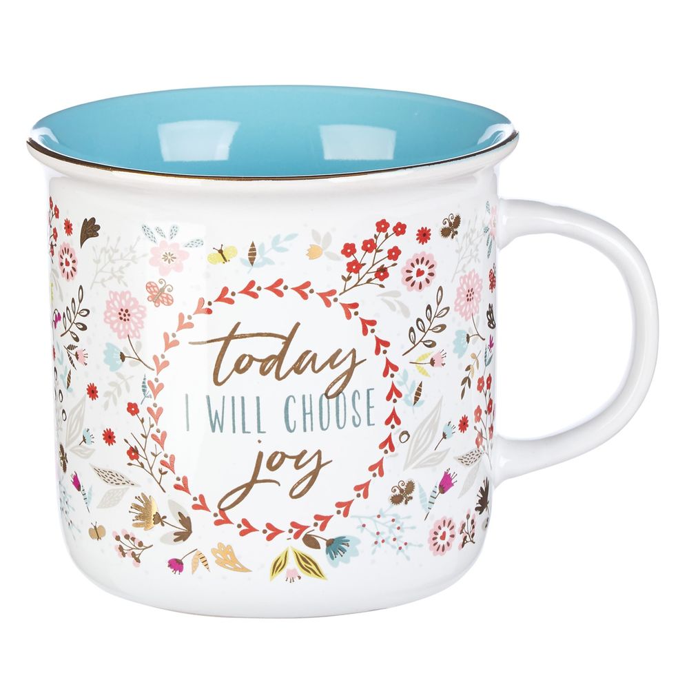 Image of Mug Camp Blue/White Floral Choose Joy