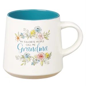 Mug Stoneware Blue/White Floral Grandma