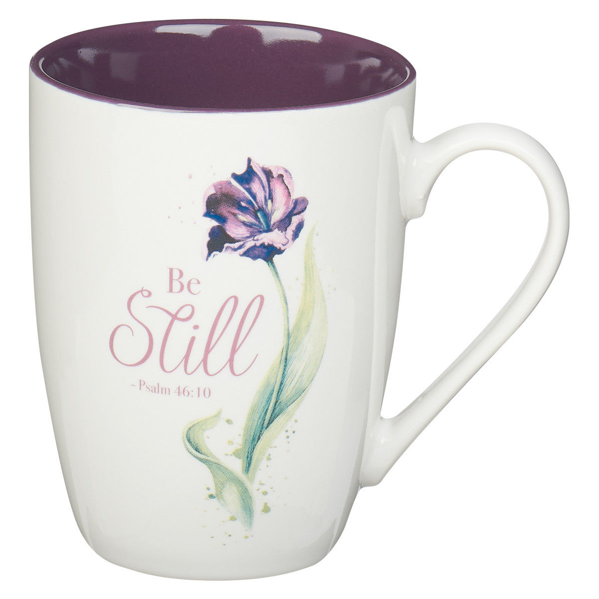 Mug White/Purple Tulip Be Still Ps. 46:10