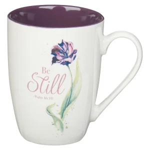Mug White/Purple Tulip Be Still Ps. 46:10