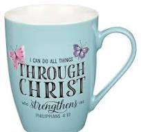 Mug White/Blue Butterflies Through Christ Phil. 4:13