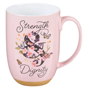 Mug White/{Pink Butterflies Strength & Dignity. Prov 31:25