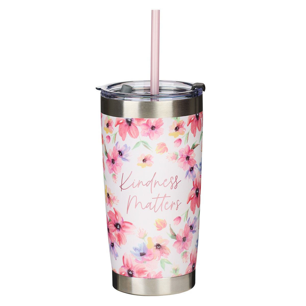 Mug SS Travel Pink Floral Kindness Matters