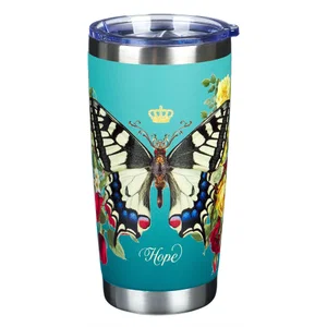 Mug SS Travel Teal Butterfly Hope