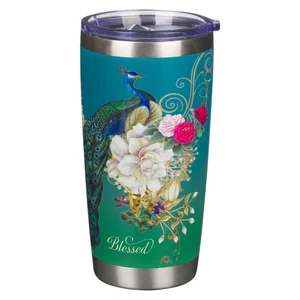 Mug SS Travel Blue Peacock Blessed