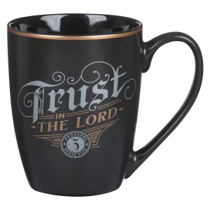 Trust in the Lord Black and Gold Ceramic Coffee Mug - Proverbs 3: