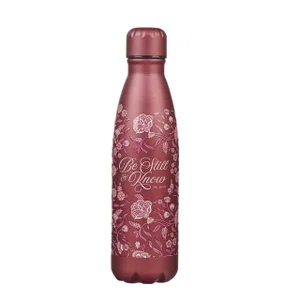 Be Still Metallic Raisin Plum Floral Stainless Steel Water Bottle