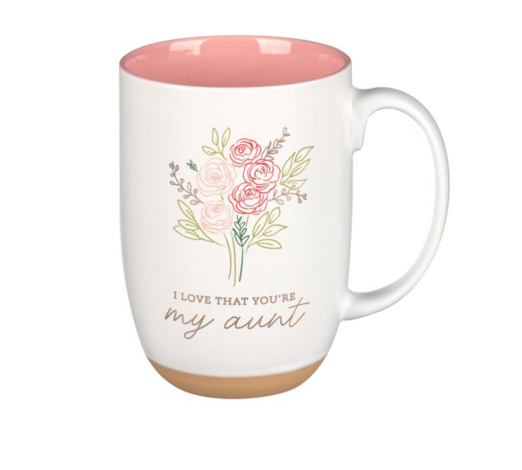 Image of I Love That You Are My Aunt Pink Floral Exposed Clay Base Ceramic Mug – Prov.3:5