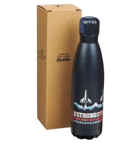 Water Bottle SS Navy Strong and Courageous Josh. 1:9