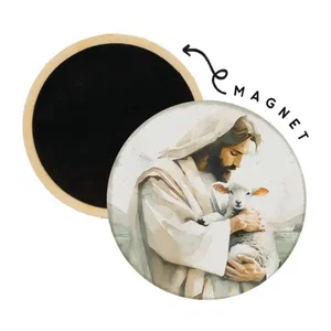 Jesus and Lamb - Round Magnets