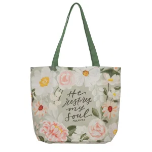 Tote Canvas He Restores My Soul Ps. 23:3