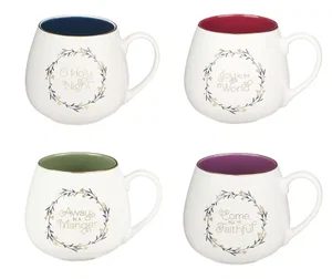 Mug Set 4pc Christmas Wreath