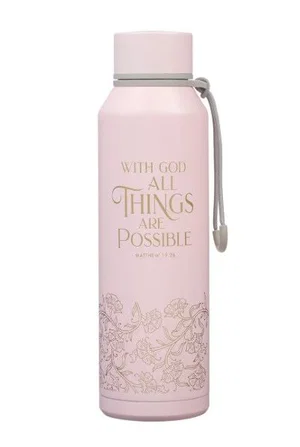 Water Bottle SS Pink With God Matt. 19:26