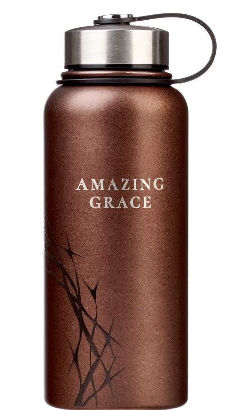 Water Bottle SS Brown Crown of Thorns/Amazing Grace Isa. 53:5