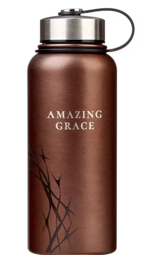 Water Bottle SS Brown Crown of Thorns/Amazing Grace Isa. 53:5