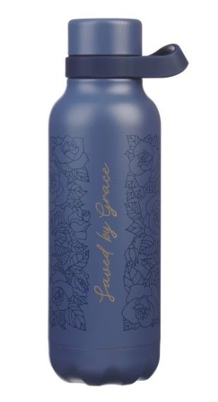 Water Bottle SS Blue Saved By Grace
