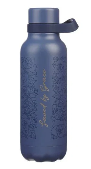 Water Bottle SS Blue Saved By Grace