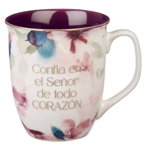 Mug White/Purple Confía en el Señor Prov. 3:5
