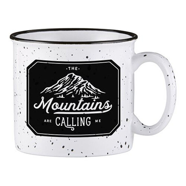 White Campfire Mug - Mountains are Calling White Campfire Mug