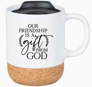 Our Friendship Is A Gift From God - Cork Bottom Mug With Lid