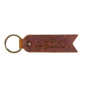 Leather Key Fob  The Lord is My Shepherd  Ps 23