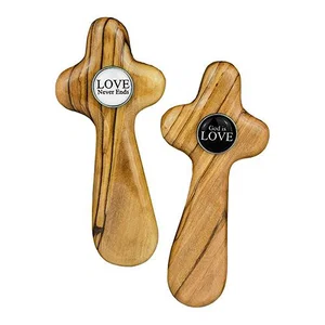 Olive Wood Wedding Comfort Crosses in Gift Box