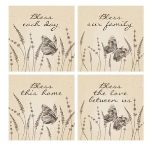 Coaster 4" Sq Bless Set