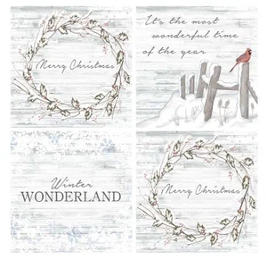 Coaster 4" Sq 4Pc Wint. Wreath