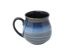 Flared Ceramic Glazed Blue Mug