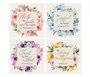 Coaster 4" Sq Colour Relig.Set