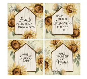 Coaster 4" Sq Sunflow Home Set