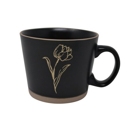 Mug Conical Flowers Black 550 ML