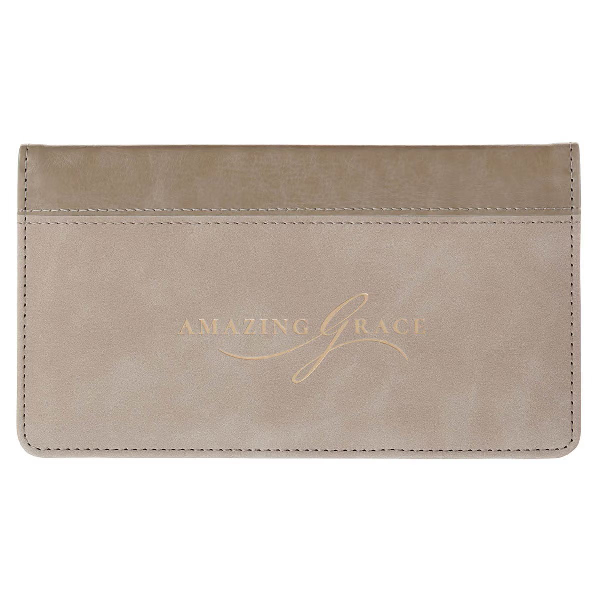 Image of Checkbook Wallet Taupe Amazing Grace Isa. 53:5