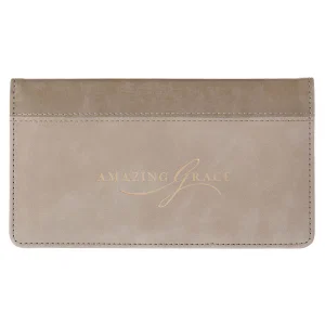 Checkbook Wallet Taupe Amazing Grace Isa. 53:5
