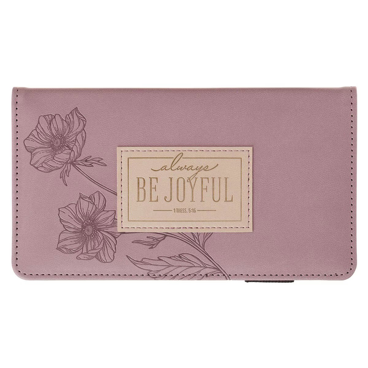 Image of Checkbook Wallet Mauve Be Joyful 1 Thess. 5:16-18