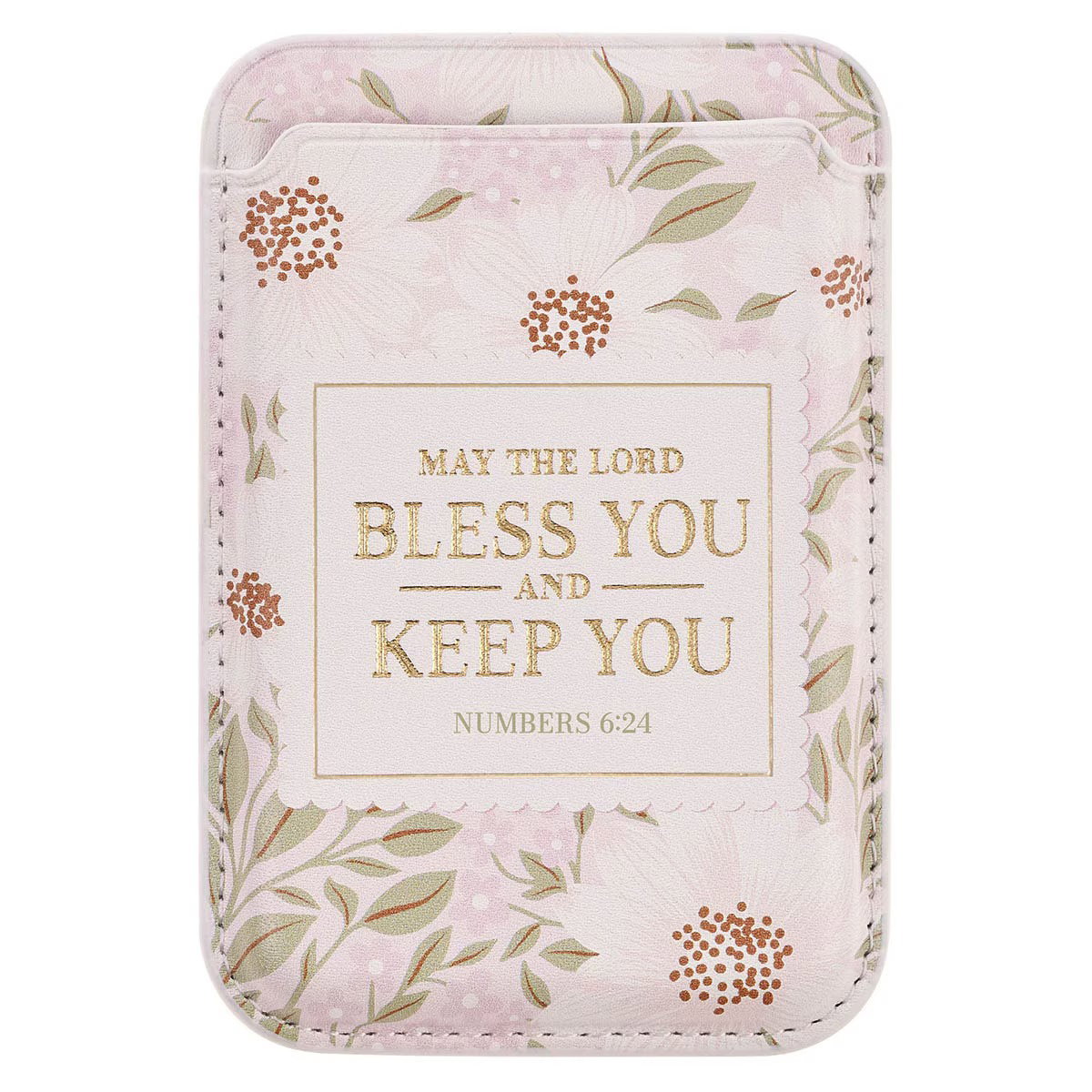 Image of Phone Wallet Magnetic White Floral Bless You And Keep You Num. 6:24