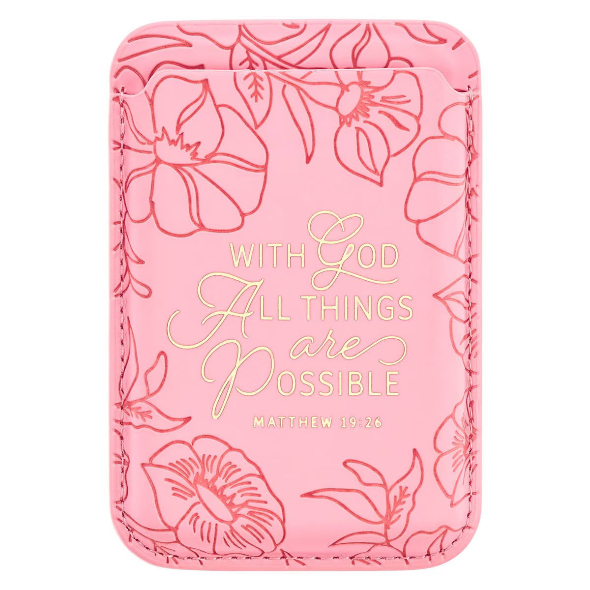 Image of Phone Wallet Magnetic Pink With God All Things Matt. 19:26