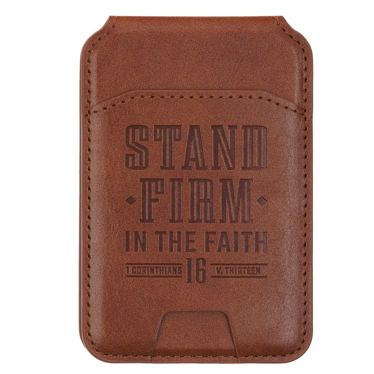 Image of Phone Wallet Magnetic Leather Brown Stand Firm 1 Cor. 16:13