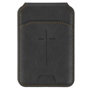 Phone Wallet Magnetic Leather Black Cross