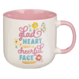 Mug Pink A Glad Heart Makes A Cheerful Face Prov. 15:13