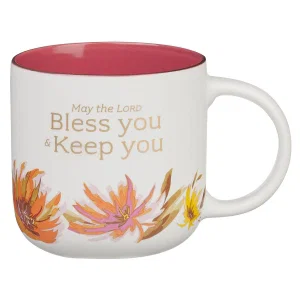 Mug Pink Floral Bless You & Keep You Num. 6:24
