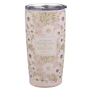 Tumbler SS Pink Floral The Lord Bless You and Keep You Num. 6:24
