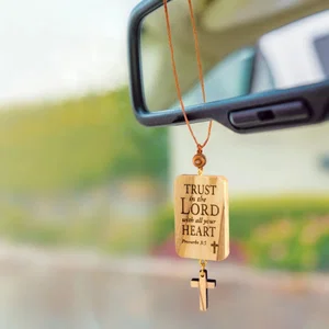 Trust Olive Wood Car Charm - Proverbs 3:5