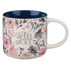 Mug White Pink Floral It Is Well With My Soul