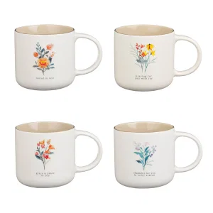 Mug Set 4 pc Cream Taupe Thinking Of You