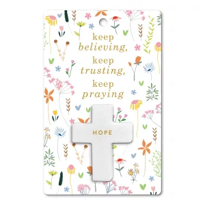Cross Stone Card Floral Keep Believing